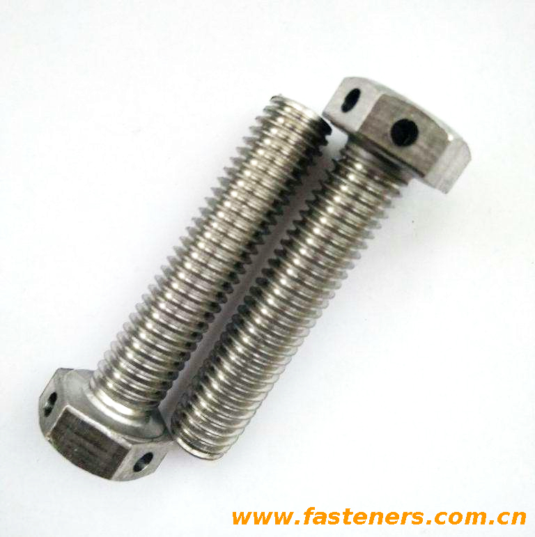 GB26 Hex Bolts, Small Hexagon Head With Fit Neck And Holes Through The Head