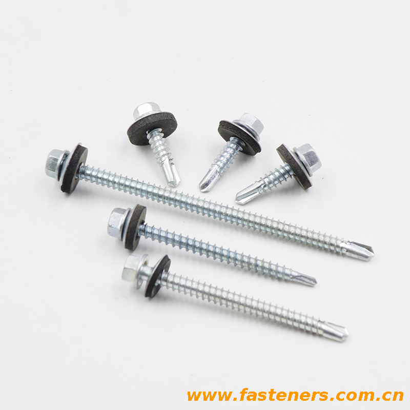 EPDM washer galvanized DIN7504 (K) hex head patta self drilling screws