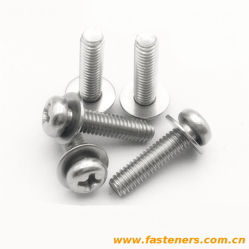 DIN6900-1 Cross Pan Head Screw And Washer Assemblies,coarse Threaded Screws with Captive Plain Washer